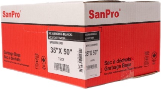 SanPro® Black Polyethylene Garbage Bags 35'' x 50'' XX-Strong CS/75.